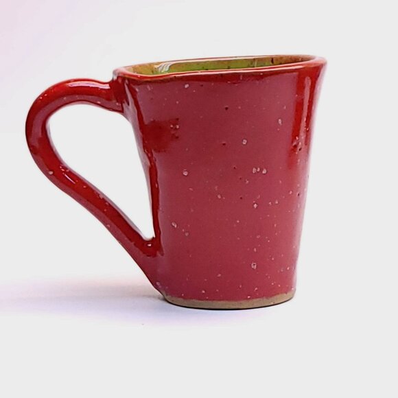 Ceramic Studio Coffee Mug Signed Joan G. Art Pottery Hand Thrown Red Glaze - Picture 2 of 13